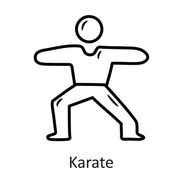 Karate Vector Schets Icon Ontwerp Illustratie Workout Symbool Witte Achtergrond — Stockvector
