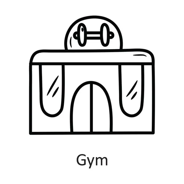 Gym Vector Zarys Icon Design Ilustracji Symbol Treningu Białym Tle — Wektor stockowy