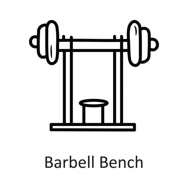 Barbell Bench Vector Рисует Контур Icon Design Символ Тренировки Белом — стоковый вектор