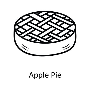 Apple Pie vektör anahatları Simge Tasarım çizimi. Beyaz arkaplan EPS 10 Dosyasında Fırın Sembolü