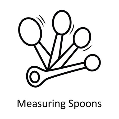 Spoons vektör anahatları ölçülüyor Simge Tasarım çizimi. Beyaz arkaplan EPS 10 Dosyasında Fırın Sembolü