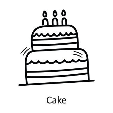 Kek vektörü ana hatları Simge Tasarımı illüstrasyonu. Beyaz arkaplan EPS 10 Dosyasında Fırın Sembolü