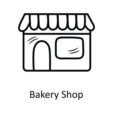 Pastane Dükkanı vektör anahatları Simge Tasarım illüstrasyonu. Beyaz arkaplan EPS 10 Dosyasında Fırın Sembolü