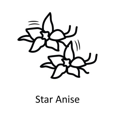 Star Anise vektör anahatları Simge Tasarım çizimi. Beyaz arkaplan EPS 10 Dosyasında Fırın Sembolü