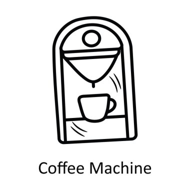 Kahve makinesi vektör anahatları Simge Tasarım çizimi. Beyaz arkaplan EPS 10 Dosyasında Fırın Sembolü