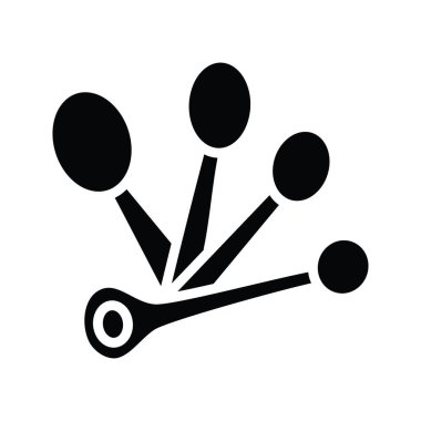 Spoons vektör katı simge tasarımı illüstrasyonu ölçülüyor. Beyaz arkaplan EPS 10 Dosyasında Fırın Sembolü