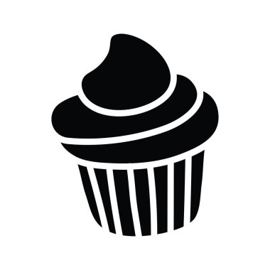 Cup Cake vektörü katı Simge Tasarımı çizimi. Beyaz arkaplan EPS 10 Dosyasında Fırın Sembolü