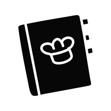 Tarif kitabı vektörü katı simge tasarımı çizimi. Beyaz arkaplan EPS 10 Dosyasında Fırın Sembolü