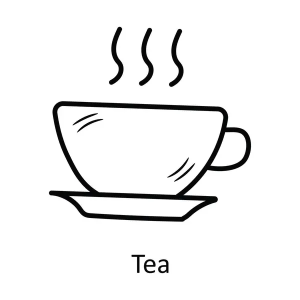 Tea Vector Outline Icon Design Illustration Bakery Symbol White Background — Stock Vector