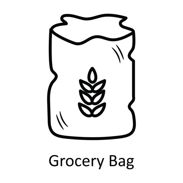 Obrys Vektoru Tašky Potravinami Ikona Design Ilustrace Symbol Pekárny Bílém — Stockový vektor