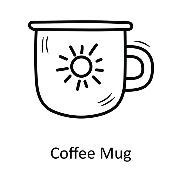 Coffee Mug Векторні Контури Ілюстрації Дизайну Піктограм Хлібопекарський Символ Білому — стоковий вектор