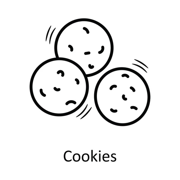 Cookies Vektor Umreißt Icon Design Illustration Bäckereisymbol Auf Weißem Hintergrund — Stockvektor