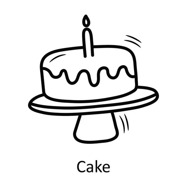 Cake Vector Outline Icon Design Illustration Bakery Symbol White Background — Stock Vector
