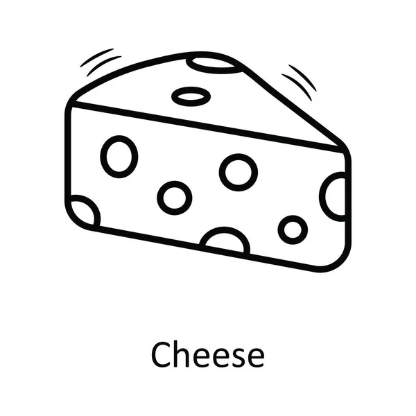 Cheese Vector Outline Icon Ontwerp Illustratie Bakkerij Symbool Witte Achtergrond — Stockvector