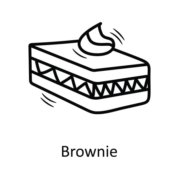 Brownie Vektor Vázlat Ikon Design Illusztráció Pékség Szimbólum Fehér Háttér — Stock Vector