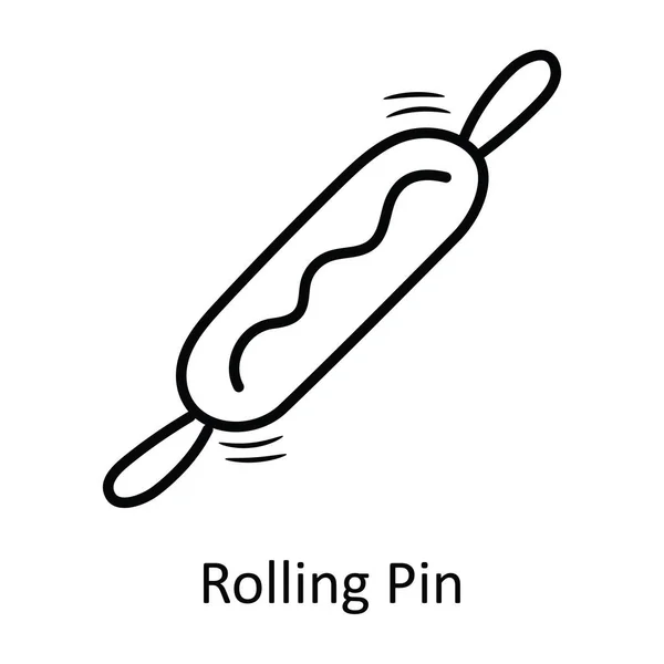 Rolling Pin Contour Vectoriel Icône Illustration Conception Symbole Boulangerie Sur — Image vectorielle