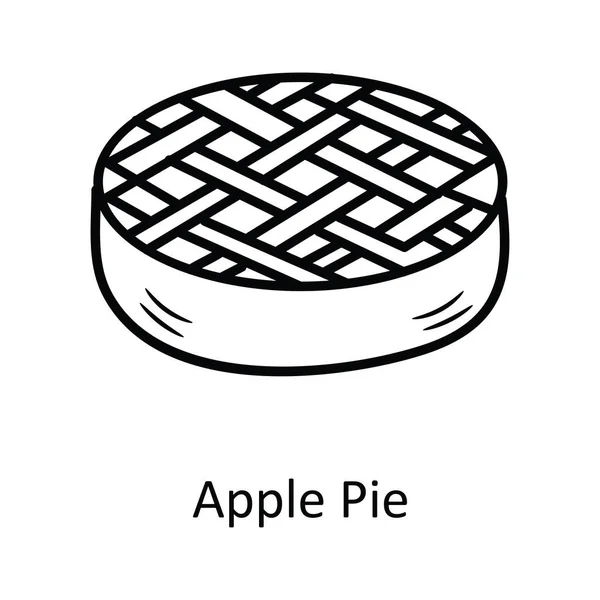 Apple Pie Vektör Anahatları Simge Tasarım Çizimi Beyaz Arkaplan Eps — Stok Vektör