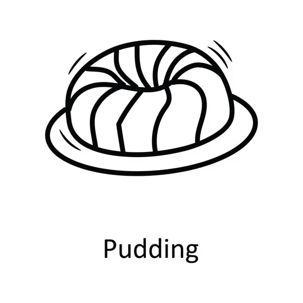 Pudding Vektorumriss Icon Design Illustration Bäckereisymbol Auf Weißem Hintergrund Eps — Stockvektor