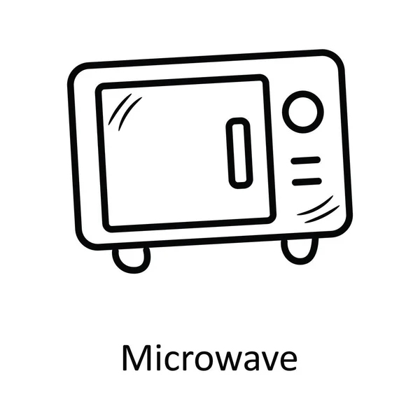 Microwave Vector Outline Icon Design Illustration Inglês Símbolo Padaria Fundo — Vetor de Stock