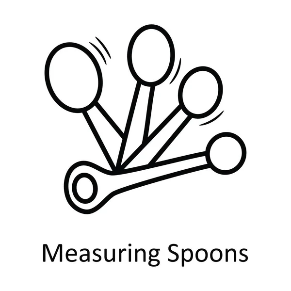 Mérés Spoons Vektor Körvonala Icon Design Illusztráció Pékség Szimbólum Fehér — Stock Vector