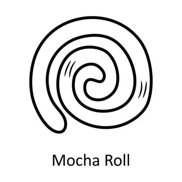 Mocha Roll Διάνυσμα Περίγραμμα Εικονίδιο Σχεδιασμός Εικονογράφηση Σύμβολο Αρτοποιίας Λευκό — Διανυσματικό Αρχείο