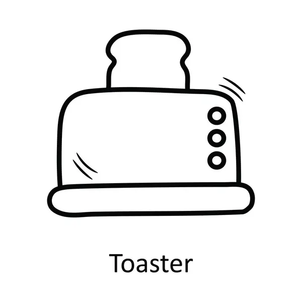 Toaster Vector Outline Icon Design Illustration Bakery Symbol White Background — Stock Vector