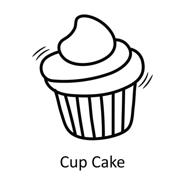 Cup Cake Vector Outline Icon Design Illustration Bakery Symbol White — Stock Vector