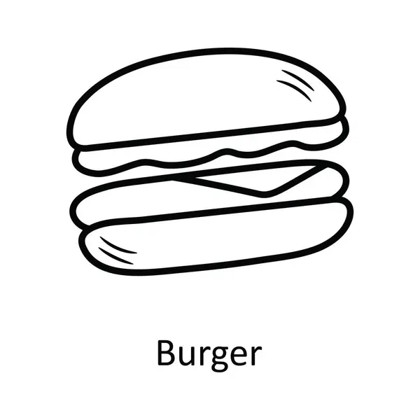 Burger Vector Outline Icon Design Illustration Símbolo Padaria Fundo Branco —  Vetores de Stock