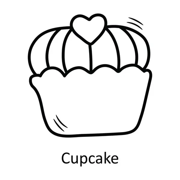 Cupcake Διανυσματικό Περίγραμμα Εικονίδιο Σχεδιασμός Εικονογράφηση Σύμβολο Αρτοποιίας Λευκό Φόντο — Διανυσματικό Αρχείο