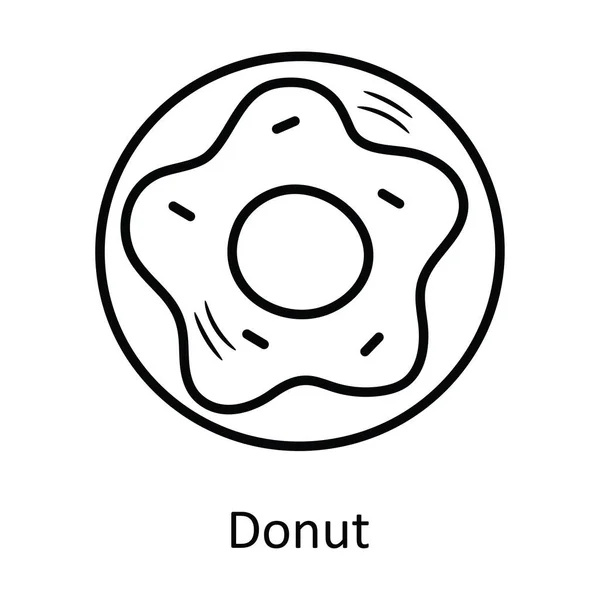 Donut Vector Outline Icon Ontwerp Illustratie Bakkerij Symbool Witte Achtergrond — Stockvector