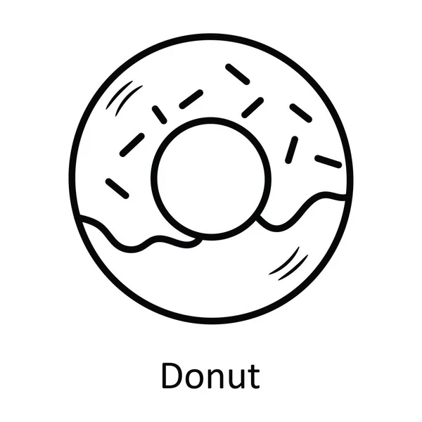 Donut Vektör Ana Hatları Simge Tasarım Çizimi Beyaz Arkaplan Eps — Stok Vektör