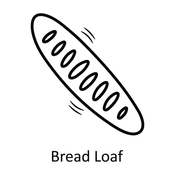 Bread Loaf Vector Outline Icon Design Illustration Bakery Symbol White — Stock Vector