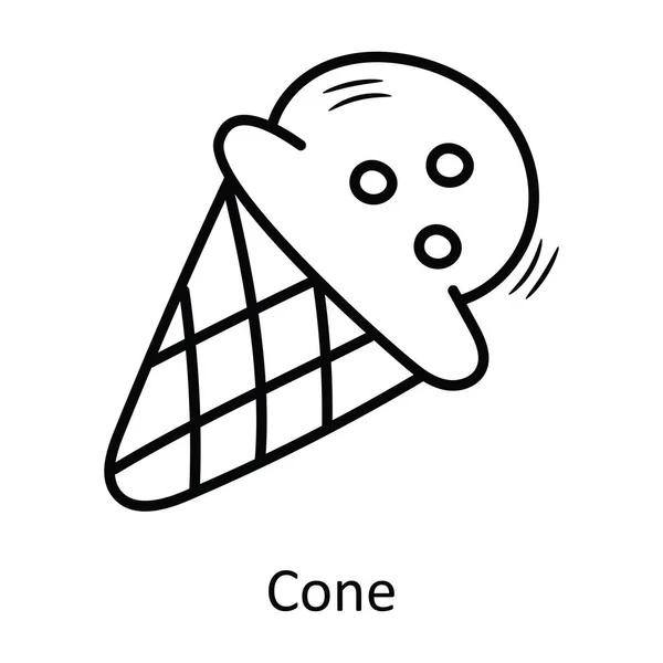 Cone Vektor Vázlat Icon Design Illusztráció Pékség Szimbólum Fehér Háttér — Stock Vector