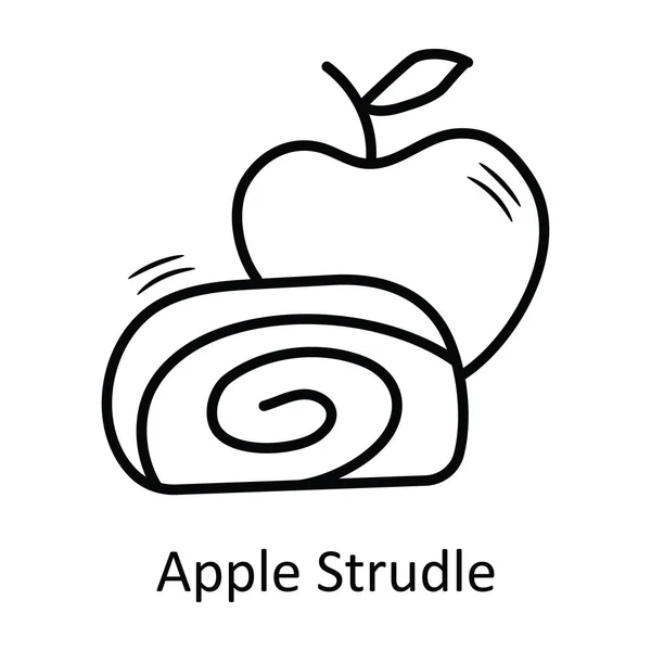 Векторный Контур Apple Strudel Иллюстрирует Дизайн Иконок Символ Пекарни Белом — стоковый вектор