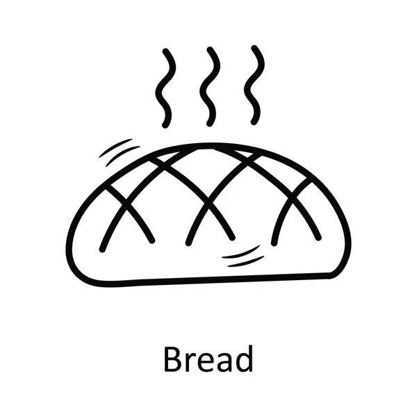 Bröd Vektor Kontur Ikon Design Illustration Bageri Symbol Vit Bakgrund — Stock vektor