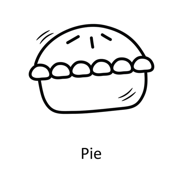 Pie Vector Outline Icon Design Illustration Bakery Symbol White Background — Stock Vector