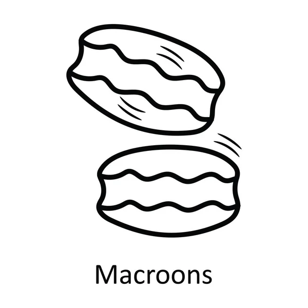 Macrons Vektor Umreißt Die Icon Design Illustration Bäckereisymbol Auf Weißem — Stockvektor