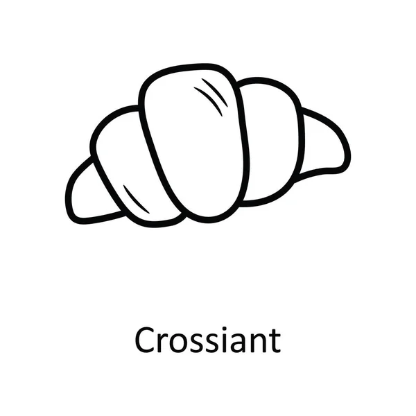 Croissant Vector Contorno Icono Diseño Ilustración Símbolo Panadería Sobre Fondo — Archivo Imágenes Vectoriales
