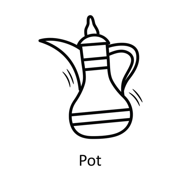 Pot Vector Outline Icon Design Illustration Bakery Symbol White Background — Stock Vector