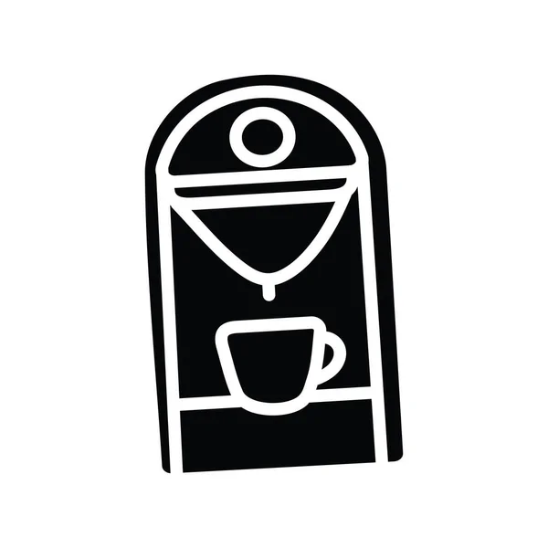 Кавова Машина Вектор Твердої Ікони Дизайн Ілюстрація Хлібопекарський Символ Білому — стоковий вектор