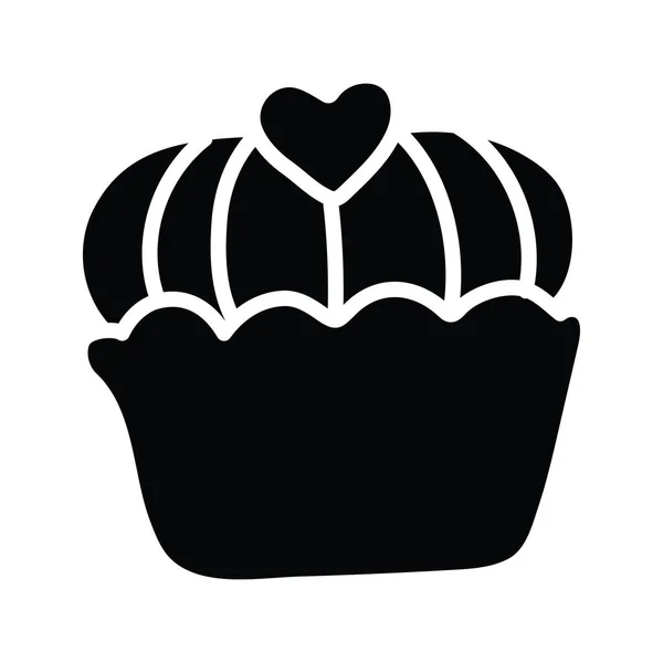 Cupcake Vector Solid Icon Design Illustration Símbolo Padaria Fundo Branco — Vetor de Stock