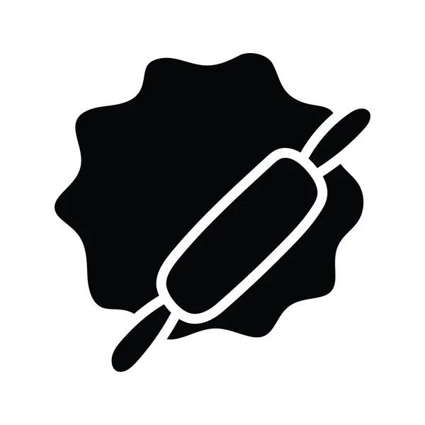 Dough Rolling Pin Vektor Solid Ikon Design Illustration Bageri Symbol — Stock vektor