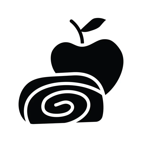 Иллюстрация Векторного Дизайна Apple Strudel Символ Пекарни Белом Фоне Eps — стоковый вектор