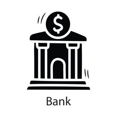 Banka vektörü katı Simge Tasarımı çizimi. Beyaz arkaplan EPS 10 Dosyasında İş Sembolü