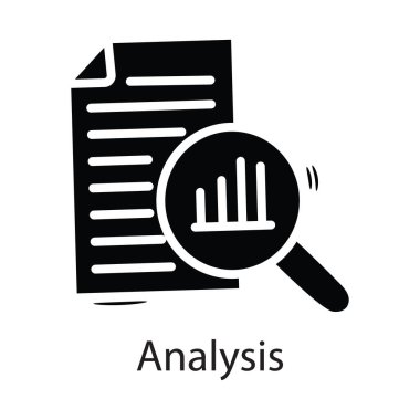 Analiz vektörü katı Simge Tasarımı çizimi. Beyaz arkaplan EPS 10 Dosyasında İş Sembolü
