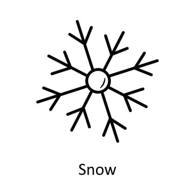Kar vektörü ana hatları Simge Tasarımı illüstrasyonu. Beyaz arkaplandaki Noel Sembolü EPS 10 Dosyası