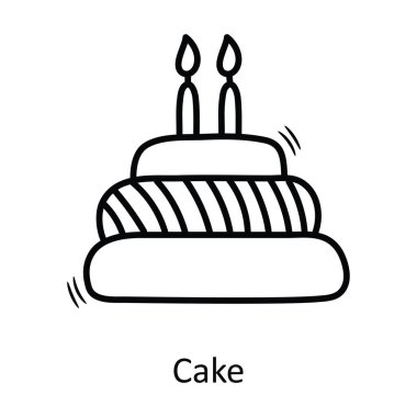 Kek vektörü ana hatları Simge Tasarımı illüstrasyonu. Beyaz arkaplandaki Noel Sembolü EPS 10 Dosyası