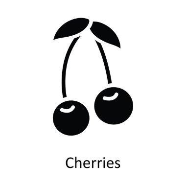 Kiraz vektörü katı Simge Tasarımı çizimi. Beyaz arkaplandaki Noel Sembolü EPS 10 Dosyası