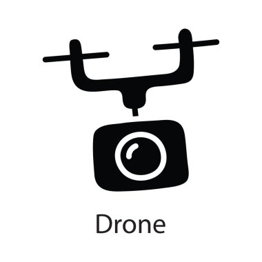 İHA vektörü katı Simge Tasarımı çizimi. Beyaz arkaplan EPS 10 Dosyasında Eğlence Sembolü