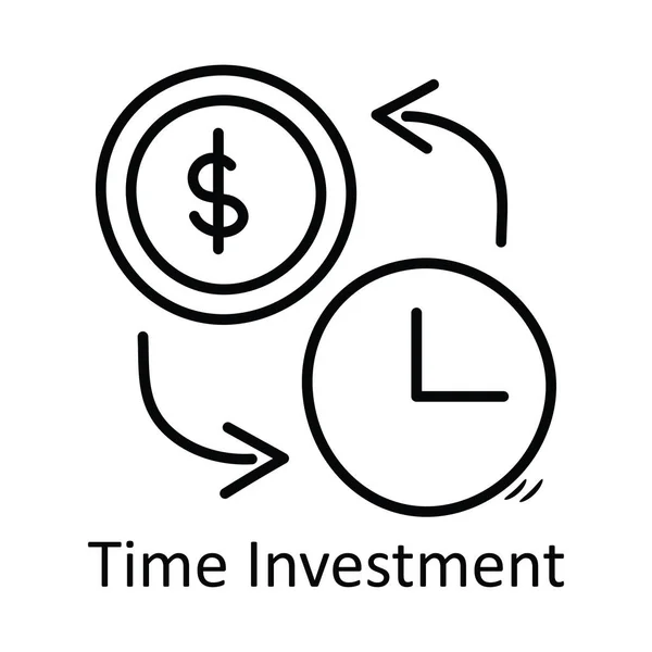 時間投資ベクトルは アイコンデザインイラストを概説します ホワイトバックグラウンドのビジネスシンボル Eps 10ファイル — ストックベクタ